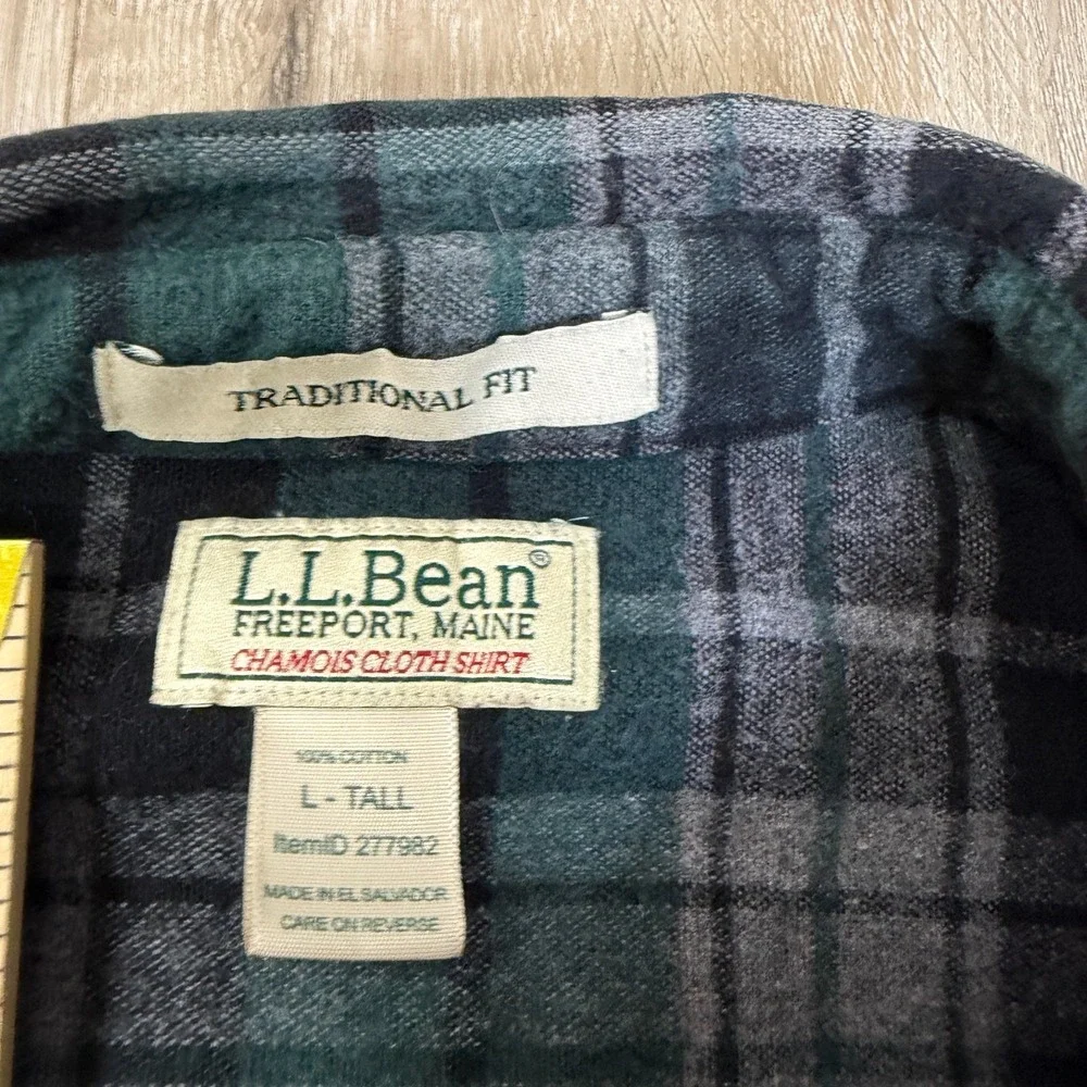 LL Bean Chamois Cloth Flannel Shirt Large Tall Plaid Button Up Traditional Fit